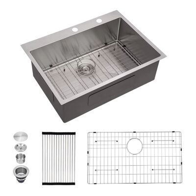 New Trending 304 Stainless Steel Kitchen Sinks Amazon Hot Sale Customized Size 30''x22'' Deep-in Commercial Top Mount Kitchen Sink Evier De Cuisine