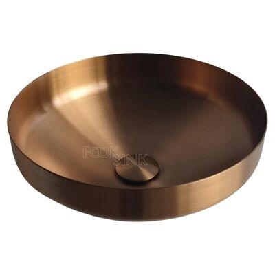 Copper Gold Bathroom Sink With Brushed Round 304 Stainless Steel Sinks Customized top Mount High-End PVD Washbasin for toilet