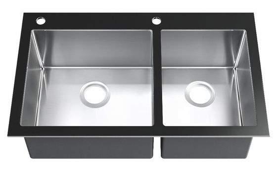 Topmount Kitchen Sink With Drainboard 33''X20''X10'' For Bathroom