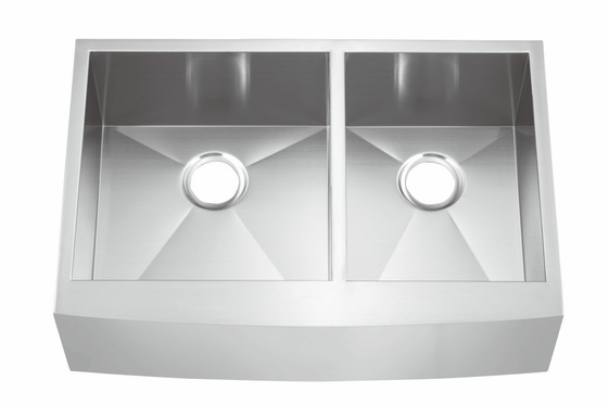 FOOK SINK Double Bowl 304 Handmade Stainless Steel Farmhouse Apron Kitchen Sink