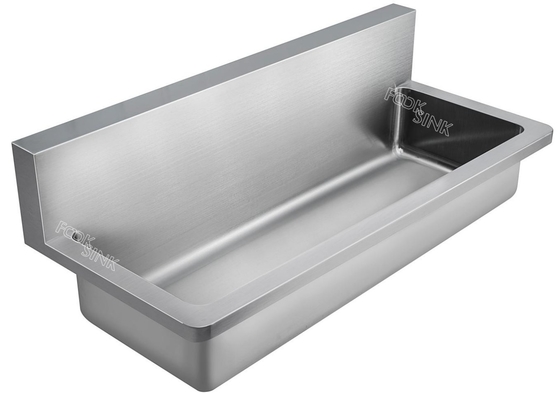 Fábrica Mural pendurado Single Wash Trough Basin Utility aço inoxidável 304 com espalhamento de volta