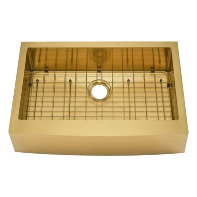 Pia de Cozinha Moderna 33''X21''x10'' Farm 304 Aço Inoxidável para Cozinha Farmhouse Apron Pvd Dourado Resistente a Arranhões Pias de Cozinha Feitas à Mão
