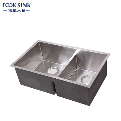 Square Double Bowl Kitchen Sink 1.05mm Thickness Not Easy Deforming